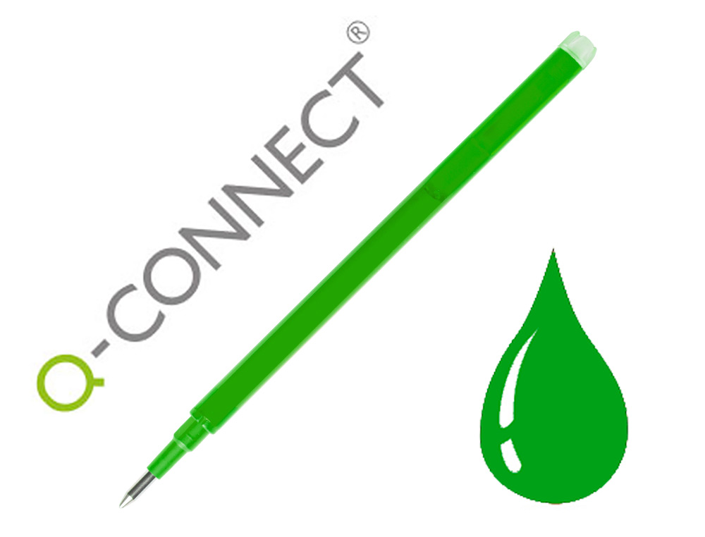 3 recambios bolígrafo Q-Connect borrable tinta verde